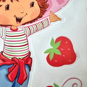 Vintage NEW 2003 Strawberry Shortcake Jumbo Stick-Ups Wall Decals Stickers - Set of 4 Sheets Peel & Stick Berry Sweet with Strawberries and Pink Butterflies
