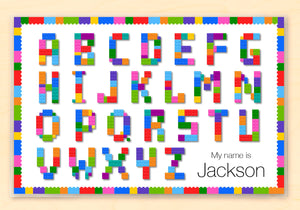 Colorful Building Blocks Personalized Kids Placemat 18" x 12" with Alphabet - Custom USA