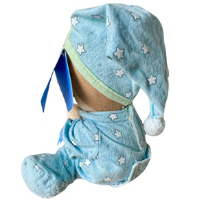 Vintage Talking Precious Moments 9" Baby Boy Plush Prayer Pal Doll Soft Rag Bedtime Praying Toy in Blue Cotton Pajamas Shower Gift