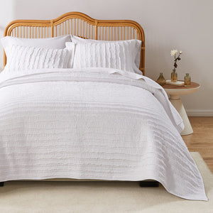 Shabby Chic Solid White Ruffled Girls Bedding Twin Full/Queen King Quilt Set