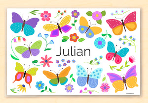 Spring Butterflies Personalized Kids Placemat 18" x 12" with Alphabet - Custom USA
