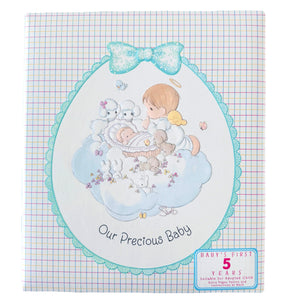 New Vintage 1995 Precious Moments Baby Memory Book of First Years Refillable Keepsake Expandable Scrapbook Photo Album "Precious Baby' Angel on Cloud Hallmark