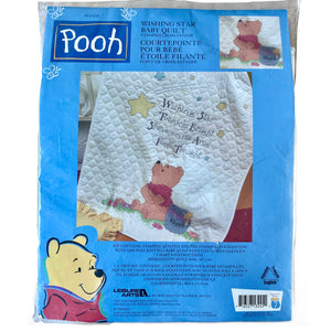 Vintage Rare New Walt Disney Winnie The Pooh Bear Stamped Cross Stitch 'Wishing Star' Keepsake Baby Gift Nursery Crib Blanket Quilt Kit or PDF Pattern Instructions 34" x 43"