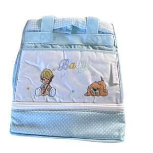 Vintage Rare New Precious Moments Style Blue Boy with Puppy Small Diaper Bag Elegant Kids 2000 Baby Shower Gift
