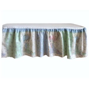 Jupe de lit de berceau vintage Precious Moments Babies SWEET DREAMS avec volant anti-poussière pour bébé garçon et fille en pyjama tenant des couvertures