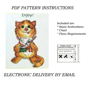 Suzy's Zoo Orange Tabby Kitty Cat Counted Cross Stitch PDF Pattern Chart Instructions Enjoy! 5" x 7" Janlynn Vintage 2001