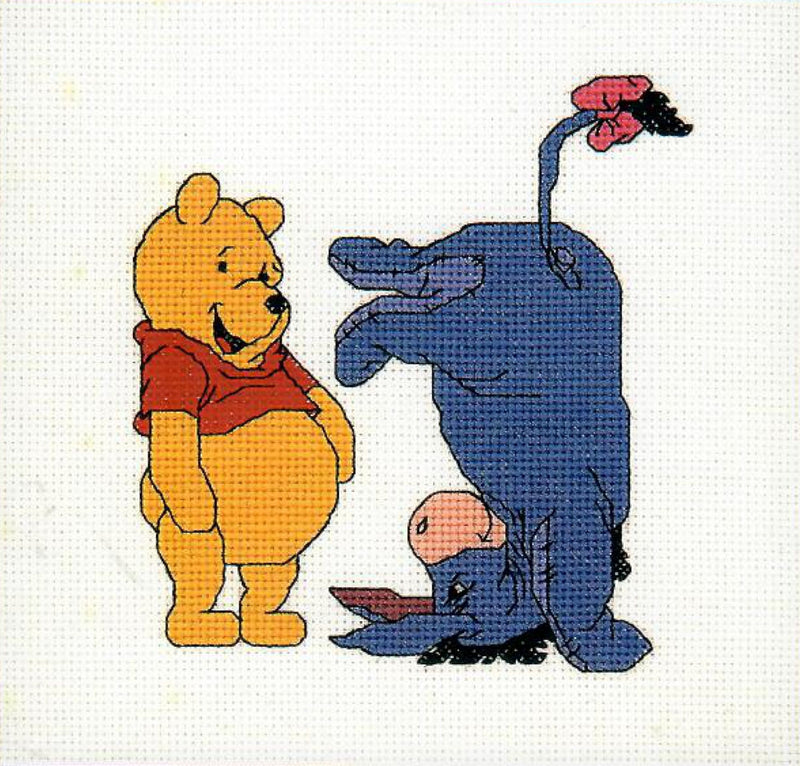 Winnie The Pooh Bear & Upside Down Eeyore Counted Cross Stitch PDF