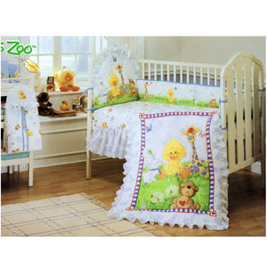 Ensemble de literie pour berceau pour bébé 10 pièces bleu vintage Little Suzy's Zoo Witzy's Lullaby Collection de chambre d'enfant Couverture pour bébé Doudou Empileur de couches Cantonnières - Canard Ours Girafe Lapin Animaux 1999