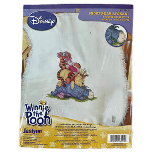 Vintage NOP Walt Disney Winnie The Pooh Bear Snoozy Day Counted Cross Stitch Baby Afghan Kit or PDF Chart Pattern Instructions Keepsake Gift Blanket 34" x 43" Eeyore Tigger Piglet Roo