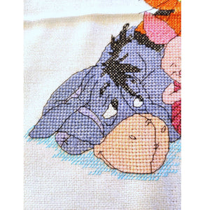 Vintage New Disney Winnie The Pooh Counted Cross Stitch Keepsake Baby Blanket Afghan Kit or PDF Pattern Chart Instructions 'Time For A Little Snooze' 34" x 44" Eeyore Piglet Tigger Sleeping Personalized