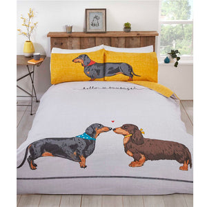 Grey Dachshund Sausage Dog Bedding Twin or Full Duvet Cover / Comforter Cover Set