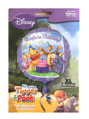 Winnie The Pooh Baby's 1st Birthday 18" Purple Party Balloon