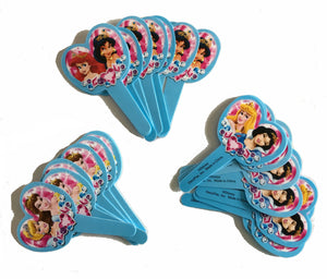 Palillos de plástico para decoración de cupcakes de princesas de Disney, 12 unidades