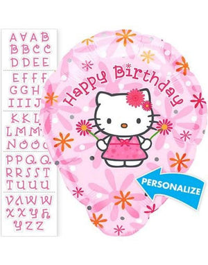 New Hello Kitty Happy Birthday Pink Personalized Name 18" Party Balloon