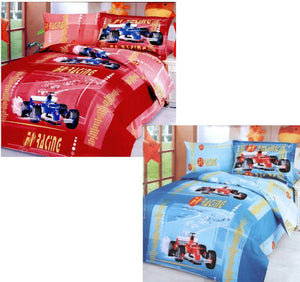 Race Car Boys Bedding Twin Duvet Covers Set Formula One F1 Red or Blue