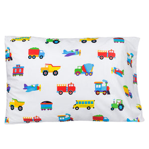 Trains Planes Trucks Cotton Kids Pillowcase 20" x 30"