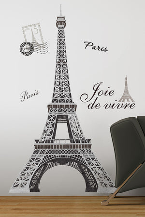 Paris France Eiffel Tower Wall Art Mural Peel & Stick Decals 56"