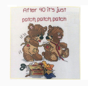 Kit de broderie au point de croix compté vintage Suzy's Zoo avec deux ours bruns 2001