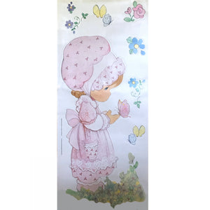Autocollant mural vintage Jumbo 33" Precious Moments Girl avec fleurs et papillons - Lot de 8 autocollants par Priss Prints