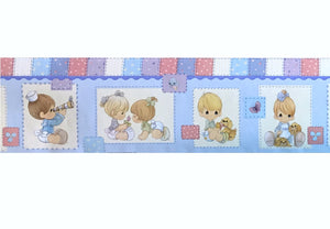 Bordure murale vintage Precious Moments à décoller et à coller Patchwork Bébés Enfants Chambre d'enfant Garçons et filles