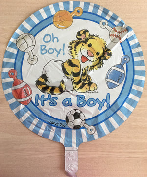 Suzy's Zoo It's A Boy Baby Tiger 18" Blue Welcome Baby Balloon