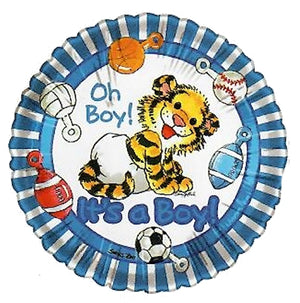 Suzy's Zoo It's A Boy Baby Tiger 18" Blue Welcome Baby Balloon