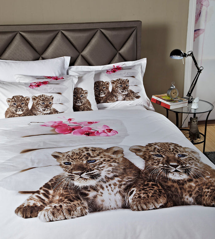 Luxury Cotton Baby Leopards Bedding Twin XL or Full/Queen Cotton Kids Duvet Cover Set Designer Ensemble
