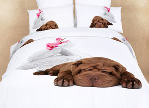 Bulldog Puppy Dog Themed Girls Bedding Twin or Queen Duvet Cover Set Designer Ensemble