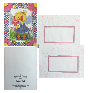 Suzy's Zoo Polly's Flowers Memo Note Greeting Card with Envelope - Flowers & Friends