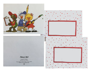 Carte de vœux avec enveloppe pour les artistes de l'école du zoo de Suzy - Personnages de Suzy Jack Corky - Enseignant / Classe