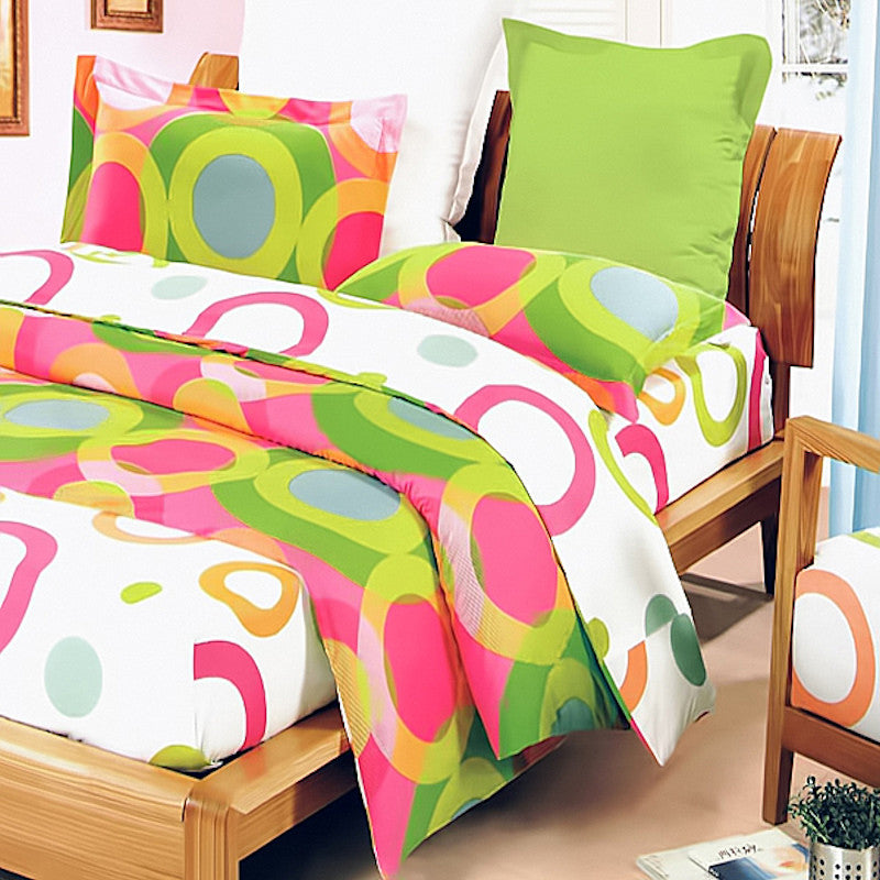 Hot Pink Lime Green Circle Dot Kid Teen Girl Bedding Duvet Cover