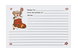 Vintage Suzy's Zoo Mouse Christmas Stocking & Candy Cane Recipe Card 4” x 6”