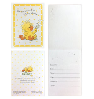 Carte d'invitation pour baby shower au zoo de Little Suzy avec enveloppe - Canard jaune de Witzy's Wish