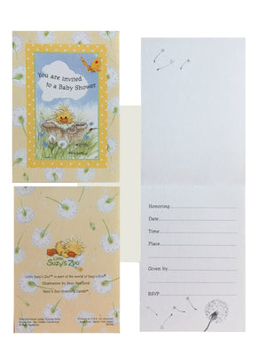 Carte d'invitation pour baby shower au zoo de Little Suzy avec enveloppe - Canard jaune Witzy In A Basket