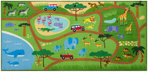 Safari Wild Animals Educational Play Rug 39" x 80"