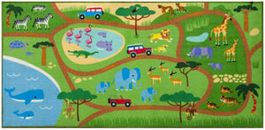 Tapis de jeu éducatif Safari Animaux sauvages 39" x 80"