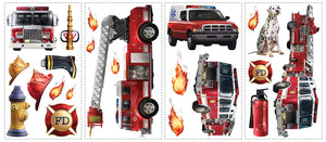 Red Fire Trucks Wall Decals Stickers Boys Room Decor