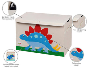 Dinosaur Appliqued Toy Storage Chest / Foldable Canvas Box / Bin 24"