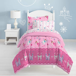Parure de lit rose magique pour petite fille avec motif de princesse fée
