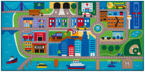 Cityscape Transportation Educational Play Rug 39" x 80"