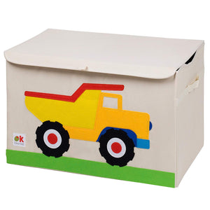 Dump Truck Appliqued Toy Storage Chest / Foldable Canvas Box / Bin 24"
