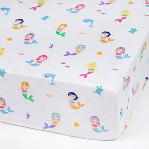 Mermaids Microfiber Fitted Baby Crib Sheets 2-Pack