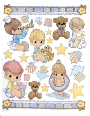 Autocollants muraux Precious Moments Baby Boy 26" x 20" Feuille d'autocollants à décoller et à coller 2000 grandes feuilles par Sunworthy