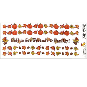 Suzy's Zoo Fall Leaves Pumpkins Border Stickers Vintage Scrapbooking Sheet 5" x 12"