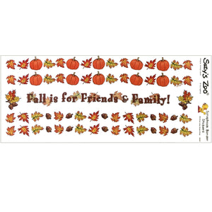 Feuille de scrapbooking vintage avec bordures de citrouilles et feuilles d'automne du zoo de Suzy 5" x 12"