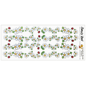 Feuille de scrapbooking vintage avec bordures de fleurs blanches et coccinelles du zoo de Suzy 5" x 12"