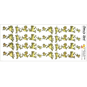Feuille de scrapbooking vintage avec bordures de grenouilles heureuses du zoo de Suzy 5" x 12"