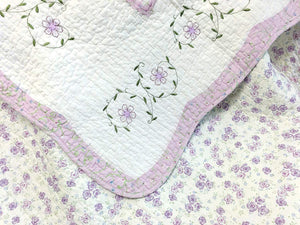 Romantic Lavender Girl Bedding Floral Lace & Patchwork Twin Full/Queen King Cotton Reversible Bedspread