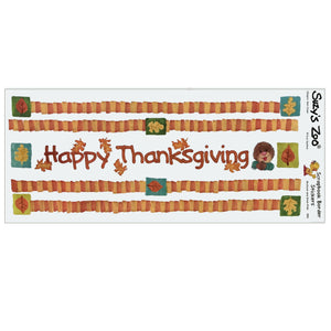 Suzy's Zoo Happy Thanksgiving Border Stickers Vintage Scrapbooking Sheet 5" x 12"