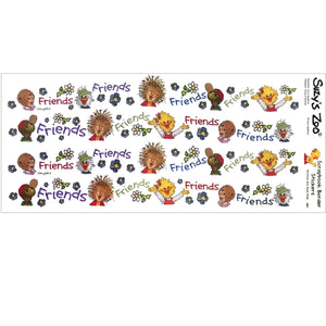 Feuille de scrapbooking vintage avec bordures autocollantes Suzy's Zoo Friends 5" x 12"